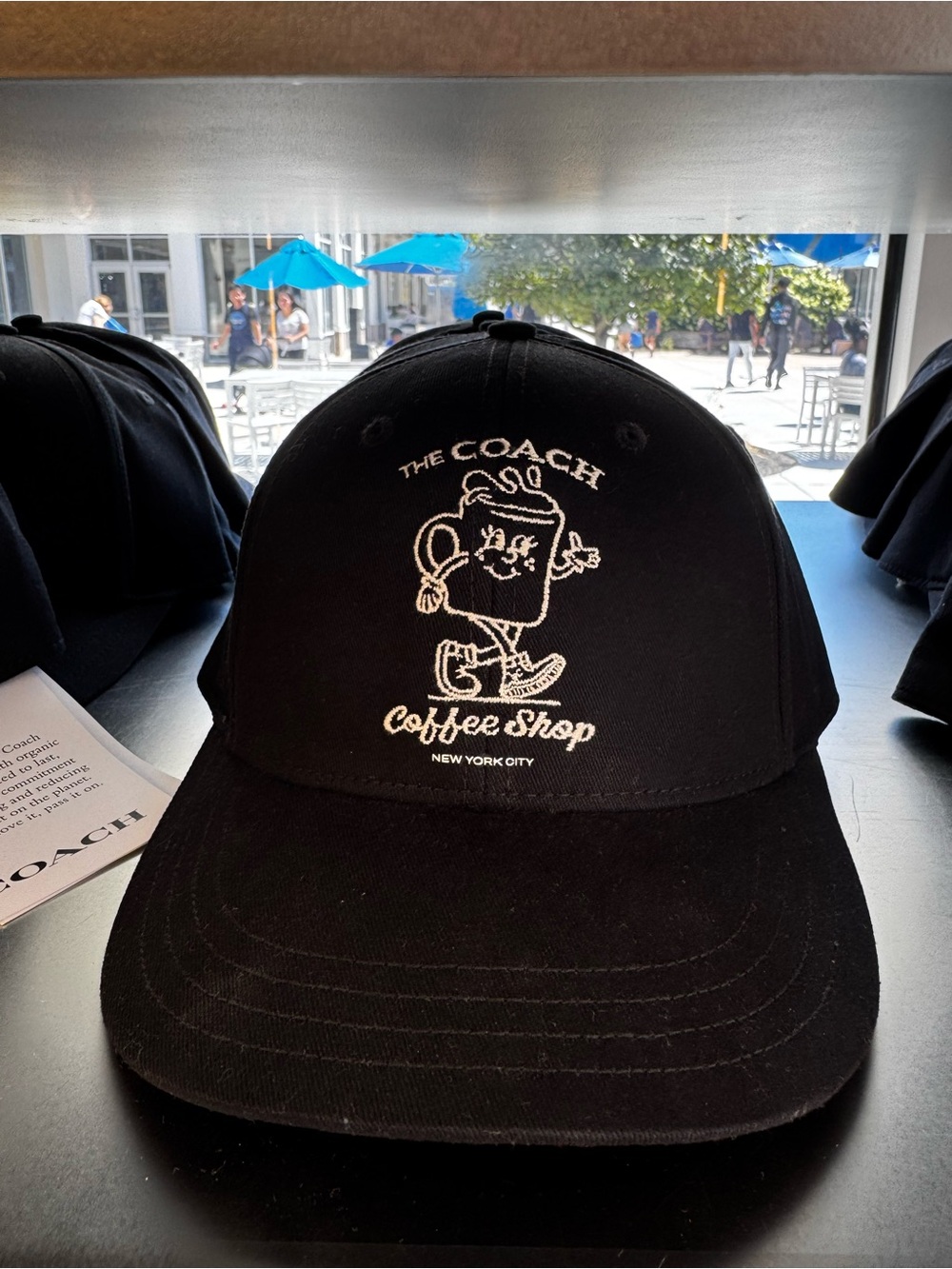Coach Kids Black Embroidered Coffee Shop Baseball Cap